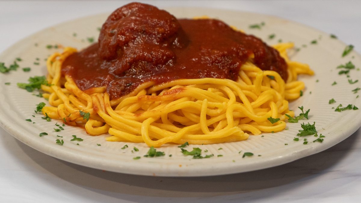 Homemade spaghetti with meatball
